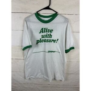 Vintage 80s Newport Cigarette Alive With Pleasure Double Sided Ringer Tee Sz XL